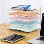 File Paper Organizer Letter Tray For Desk Office Supplies Folder Accessories Storage, Clear Acrylic, For Home School Desktop Organization - Image 4