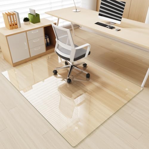 [Tempered Glass] 46" x 60" Glass Office Chair Mat for Carpet by KOONMI