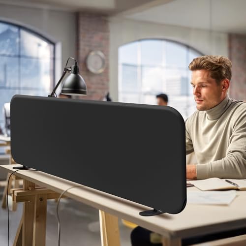 DECOLAB Desk Divider, Movable Desk Partition 48"x18", Midnight by DECOLAB