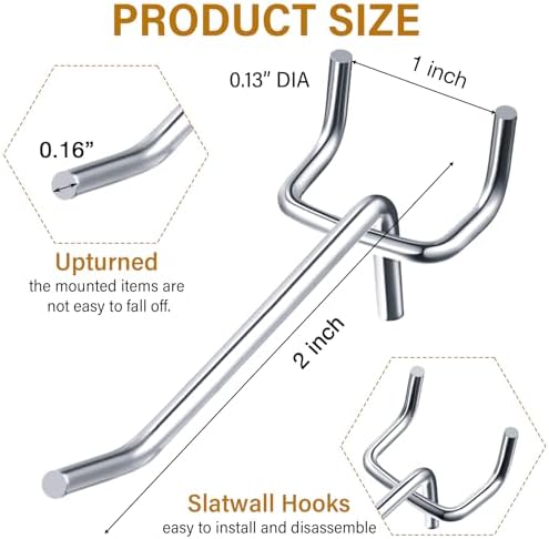 Shimeyao 100 Pcs Peg Board Hooks Stainless Steel Pegs,2.8 Inch,Silver - Image 2