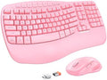 MEETION Wave Ergonomic Keyboard and Mouse Combo with Wrist Rest, Pink by MEETION
