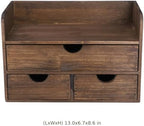 Wooden Desk Organizer with Drawers, Wood Makeup Organizer and Mail Rack for Desktop, 3-Tier Vintage Storage Caddy with Top Shelf for Office Supplies, Vanity, Bedroom, No Assembly, 13 x 6.7 x 8.6 in - Image 5