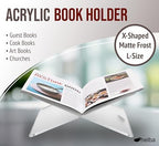 Acrylic Book Stands for Display - X-Shaped Design, Matte Frosted, L - Image 5