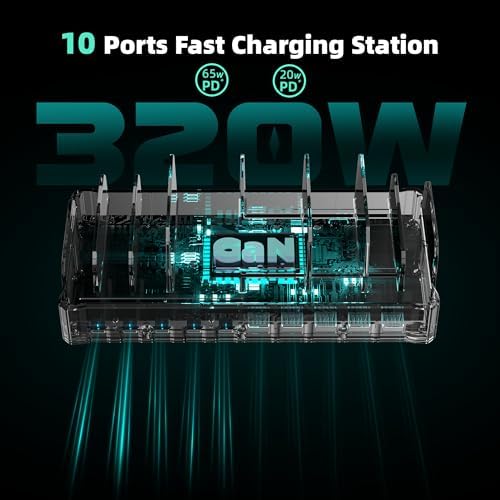 Charging Station for Multiple Devices, Zobirez 10-Port USB C Fast Charger Stations for MacBook, iPhone, Android Cell Phone, iPad, Tablet, Family Multi-Device Organizer Charging Dock, Green - Image 6
