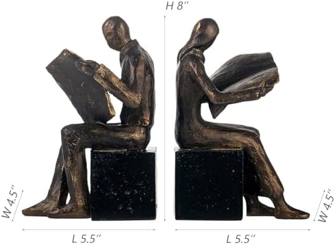 Lukitas Readers Decorative Bookends Heavy Duty Non-Slip, Bronze, Resin 8'' - Image 2