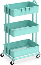 Simple Houseware 3-Tier Heavy Duty Metal Utility Rolling Cart, Turquoise by SimpleHouseware