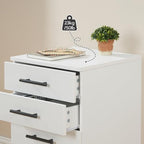 HOOBRO 5-Drawer File Cabinet, Office Filing Cabinet with Drawers, Wooden Mobile Storage Cabinet with Wheels, for Makeup, Home Office, Easy Assembly, White WT05WJ01G1 - Image 7