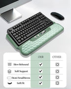 Wrist Rest for Computer Keyboard, 2 in 1 Keyboard Wrist Support Pad, Memory Foam Keyboard Riser Holder Lift Tray with Wrist Pad for Easy Typing for Office Desk, Home, School (Round Green) - Image 2