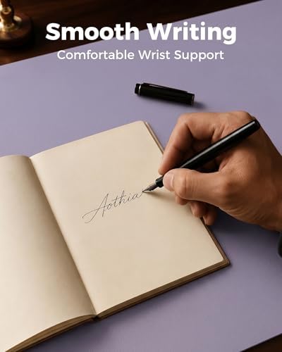Aothia Dual-Sided Desk Mat, FSC Cork & PU Leather Desk Pad, Large Mouse Pad & Writing Surface for Full Desk Coverage, Non-Slip Waterproof Desk Protector - 47" x 23.6", Light Purple - Image 6