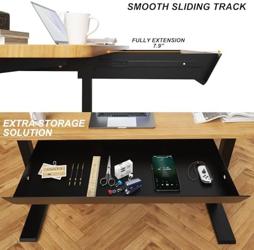 Under Desk Drawer with Removable Tray, 22.4" Wide 2-in-1 Organizer – 60° Ergonomic Tilt, 4-Compartment Insert for Pens, Phones & Cables, Ball Bearing Slides, for Home Office & Student Desk - Image 4