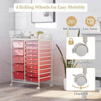 LDAILY 15 Drawer Rolling Storage Cart, Rolling Cart with Drawers for Classroom, Art Supply Craft Organizer on Wheel with Metal Frame & Handles for Home Office School - Image 5