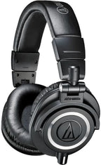 Audio-Technica ATH-M50x Professional Studio Monitor Heaphones Professional Grade, Critically Acclaimed with Headphone Stand & Goby Labs Headphone Cleaner w/Cloth - Image 2