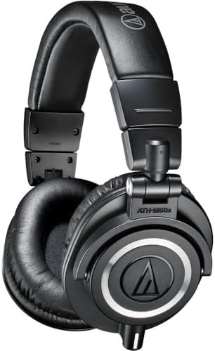 Audio-Technica ATH-M50x Professional Studio Monitor Heaphones Professional Grade, Critically Acclaimed with Headphone Stand & Goby Labs Headphone Cleaner w/Cloth - Image 2