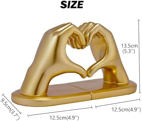 Decorative Bookends Solid Hearthands Sculpture Resin Book Ends, Gold - Image 2