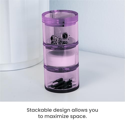 OfficeGoods 3-Tier Stackable Acrylic Holder, Purple with Silver Base - Image 4
