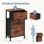 DUMOS 3 Drawer Nightstand for Bedroom, Small Night Stand Chest of Drawers - Image 3