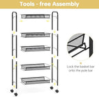 TOOLF 5 Tier Rolling Cart, Metal Utility Storage Cart with Wheels, Black - Image 3