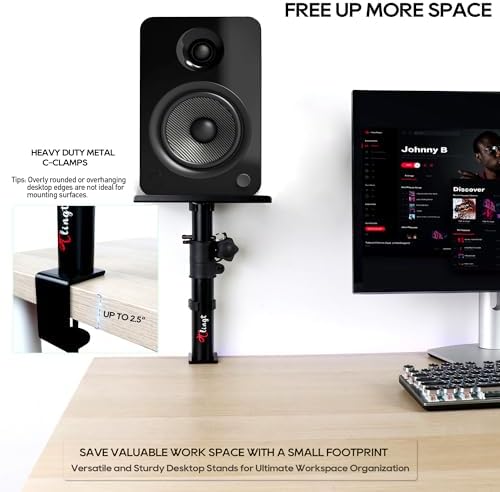 Tlingt Clamp-on Desktop Speaker Stands Pair, Desk Mount Set, Adjustable Height - Image 7