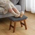 Foot Stool Ottoman Foot Rest Under Desk,Small Stool for Living Room, Bedroom and Kitchen (Brown Legs - Gray Stool Surface) by Furshus