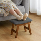 Foot Stool Ottoman Foot Rest Under Desk,Small Stool for Living Room, Bedroom and Kitchen (Brown Legs - Gray Stool Surface) by Furshus