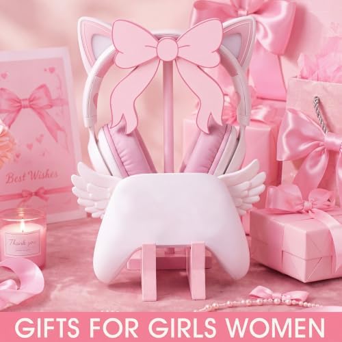 Mifoci Pink Bow Headphone Stand with Gaming Controller Holder - Image 6