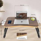 Zapuno Foldable Laptop Bed Table Multi-Function Lap Bed Tray Table with Storage Drawer and Water Bottle Holder, Serving Tray Dining Table with Slot for Eating, Working on Bed/Couch/Sofa - Image 5