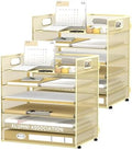 Daltack 6-Tier Paper Organizer for Desk with Handle, Gold, 2 Pack by DALTACK