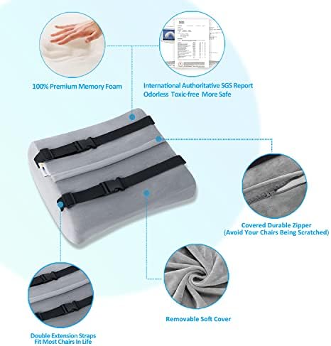 SAIREIDER Lumbar Support Pillow and Office Chair Cushion, Memory Foam Car Seat Cushions Back Support Pillows, Reduce Pressure On Tailbone and Sciatic Nerve, Relieve Pain of Back and Lumbar(Grey) - Image 4