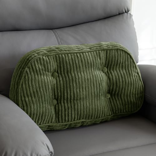 HIGOGOGO Lumbar Support Pillow for Recliner Chair/Accent Chair/Couch/Office Chair, Tufted Corduroy Back Support Cushion for Elderly, Recliner Cushions for Back Rest, Pain Relief, Reading, Dark Green by HIGOGOGO