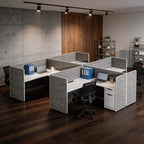 Modular Office Cubicle Workstation System with Privacy Panels, 59" x 59" L-Shaped Desk, Built-in Power Access, Lockable Storage Cabinet, Expandable 2, 4, 6 Person Team Layout for Corporate Offices - Image 6