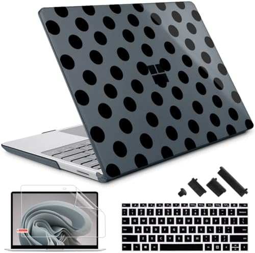 Case for Surface Laptop 5/4/3 13.5" 1951/1868, Black Polka Dots by WelcomeViseNewitems