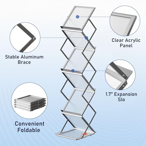 Literature Rack, Brochure Stands Display, 2-Pack Silver - Image 3