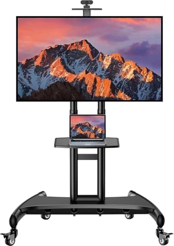 PERLESMITH Rolling TV Stand for 32-85 Inch Flat/Curved TVs up to 100 lbs by PERLESMITH