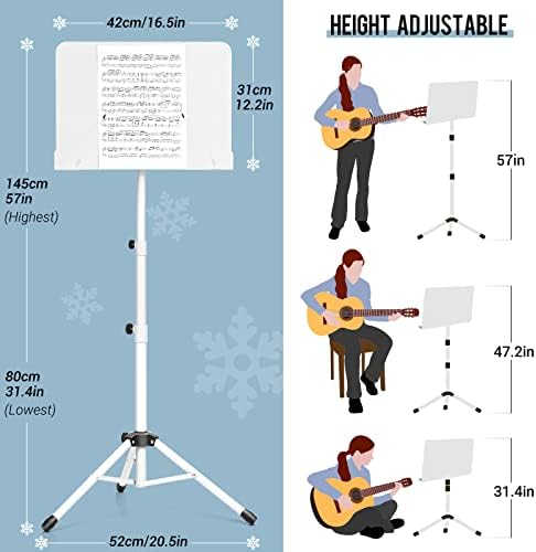 CAHAYA Sheet Music Stand Dual-use Convert to Desktop Stand Adjustable White - Image 3