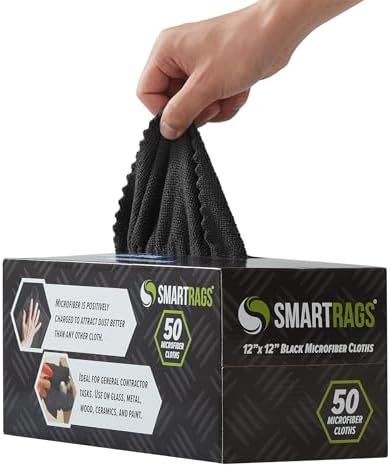 Arkwright Smart Rags Microfiber Cleaning Cloths, Pack of 50 in a Box, Lint Free 180 GSM Reusable Towels for Auto, Office and Household Cleaning, 12 x 12 in, Black - Image 4
