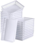 Boao 48 Pieces Plastic Baskets for Organizing 10.24 x 6.5 x 2.36 Inch Rectangular Storage Trays Plastic Organizer Bins Rectangle for Classroom Organization(White) by Boao