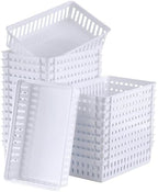 Boao 48 Pieces Plastic Baskets for Organizing 10.24 x 6.5 x 2.36 Inch Rectangular Storage Trays Plastic Organizer Bins Rectangle for Classroom Organization(White) by Boao