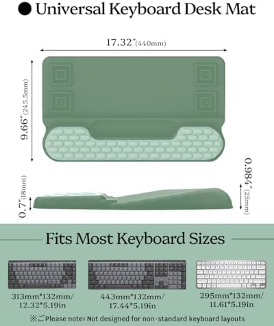 Wrist Rest for Computer Keyboard, 2 in 1 Keyboard Wrist Support Pad, Memory Foam Keyboard Riser Holder Lift Tray with Wrist Pad for Easy Typing for Office Desk, Home, School (Round Green) - Image 3