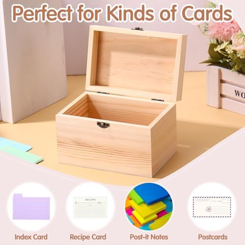 4 Pcs Wooden Index Card Holder 3x5 Notecard Recipe Box - Image 4