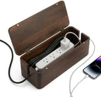 Cable Management Box – Power Strip Organizer – Desk Cord Organizer to Hide Wires & Chargers – Cable Storage Box for Home, Office Desk & Floor Cable Organization (Dark Walnut) - Image 2