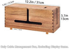 SARUFO Acacia Wood Cable Management Box - Wooden Cord Hider with 4 Metal Feet​, Organizer for Desk & Floor, Power Strip TV Wire Concealer, Under Desk Storage for Office, Home Electrical Cables - Image 2