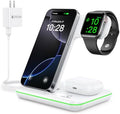 WAITIEE Foldable Wireless Charger for iPhone 17 16 15 14 13 12 11 X 8, 3 in 1 Charging Station for Apple Watch & for AirPods(White) by WAITIEE