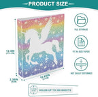 JIPONI 3 Ring Binder Winged Unicorn and Stars 1 Inch Round Binders for Men Women Students, Cute File Organizer for Office School, 1pc - Image 4