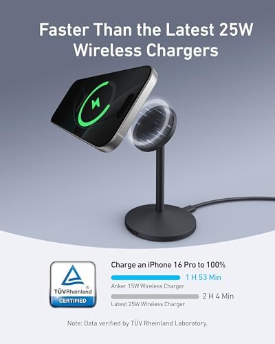 Anker MagSafe Charger, MagGo Qi2 15W 360-Degree Wireless Charger Stand - Image 3