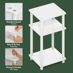 Furinno JUST Toolless 3-Tier Side Table, Open Shelf End Table, White - Image 4
