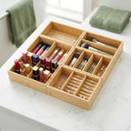 Bamboo Drawer Organizer with Removable Dividers, Fits Kitchens, Bathrooms, Desk, Utensil, Makeup (Natural, S) - Image 4