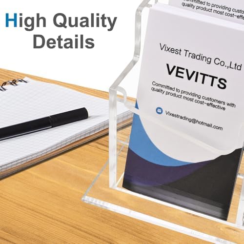 Clear Vertical Business Card Holder for Desk, Office Acrylic Business Card Display Holder Desktop Organizer Storage Cards Holders, Clear 4 Tiers 16 Pockets - Image 5