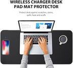 Large Leather 15W Wireless Charging Mouse Pad with Magnetic Phone Charger - Image 3