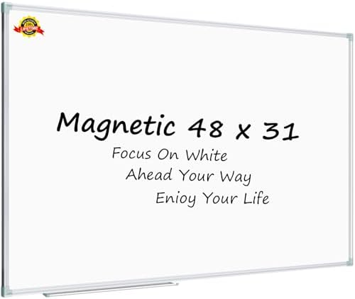 Lockways White Board Dry Erase Board 48 x 31 Inch, Magnetic Whiteboard by Lockways