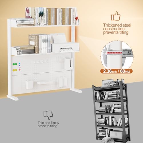 Adjustable Desktop Hutch Bookshelf with Pegboard, 38.9" Wide - Image 3